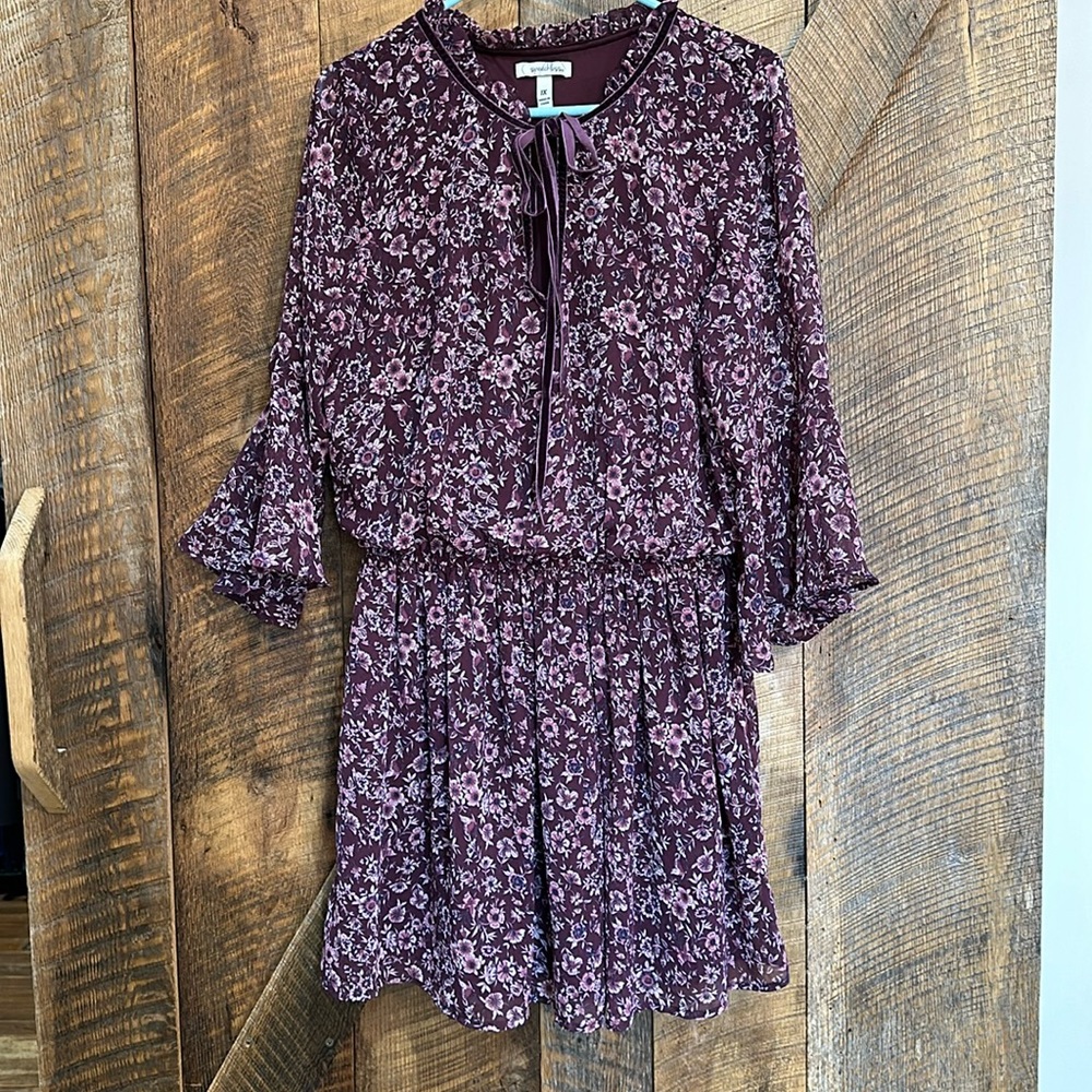 Speechless women’s wine rose floral bell sleeve dress size 1X